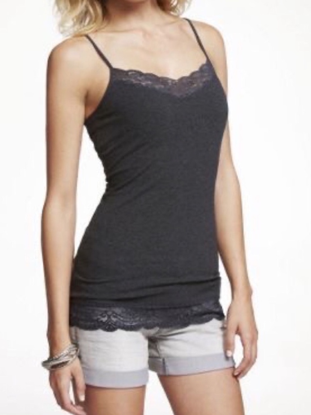 Express Vintage sexy stretch Lace Trim Cami Tank Top S